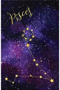 Journal Notebook Zodiac Sign Pisces Constellation