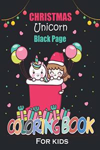 Christmas unicorn black page coloring book for kids