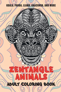 Zentangle Animals - Adult Coloring Book - Koala, Panda, Llama, Anaconda, and more