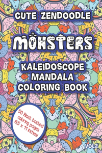 Cute Zendoodle Monsters Kaleidoscope Mandala Coloring Book Vol2