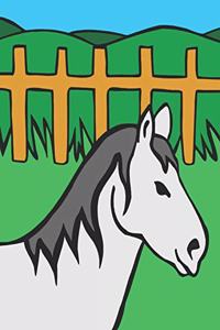 Horse Illustration School Composition Book Equine Horse Fence