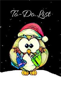 Stained Glass White Red Green Blue Christmas Owl Cute Christmas Blank Gift To-Do List Book for Women or Man