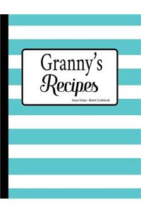 Granny's Recipes Aqua Stripe Blank Cookbook