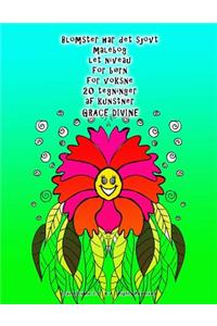 Blomster har det sjovt malebog let niveau for børn for voksne 20 tegninger af kunstner Grace Divine