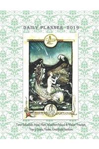 Daily Planner 2019 Time Schedule, Meal Plan, Weather/Mood & Water Tracker, Top 3 Goals, Tasks, Gratitude Section