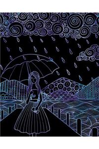 Journal Notebook Watercolor Girl In The Rain 6