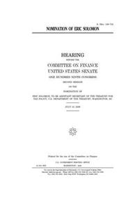 Nomination of Eric Solomon