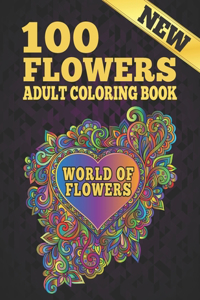 100 Flowers Adult Coloring Book
