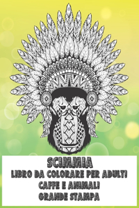 Libro da colorare per adulti - Grande stampa - Caffè e Animali - Scimmia