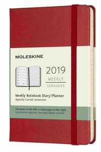 2019 Moleskine Notebook Scarlet Red Pocket Weekly 12-month Diary Hard