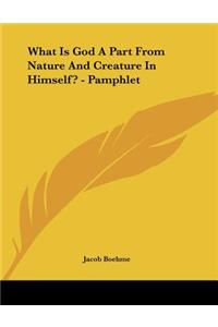What Is God A Part From Nature And Creature In Himself? - Pamphlet