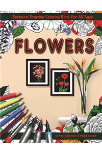 Flowers Coloring Book with Botanical Drawing