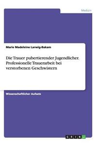 Trauer pubertierender Jugendlicher. Professionelle Trauerarbeit bei verstorbenen Geschwistern