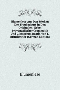 Blumenlese Aus Den Werken Der Troubadours in Den Originalen, Nebst Provenzalischer Grammatik Und Glossarium Bearb. Von E. Brinckmeier (German Edition)