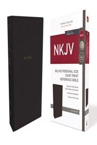NKJV, Deluxe Reference Bible, Personal Size Giant Print, Imitation Leather, Black, Red Letter Edition, Comfort Print