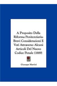 A Proposito Della Riforma Penitenziaria