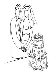 Wedding Journal Bride Groom Cut Wedding Cake Sketch