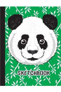 Sketchbook: Cool Blank Notebook for Sketching and Picture Space with Panda Face and Bamboo Pattern, Unlined Paper Book for Drawing, Journaling, and Doodling, Pe