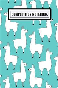 Llama Wide Ruled Composition Notebook