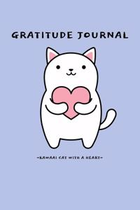 Kawaai Cat With A Heart Gratitude and Affirmation Journal