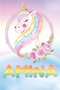 Amina: Want To Give Amina A Unique Memory & Emotional Moment? Show Amina You Care With This Personal Custom Named Gift With Amina's Very Own Unicorn Custom