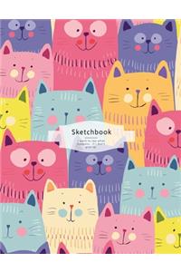 Many lovely colorful cats in the sketchbook