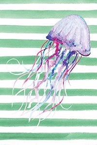 Jellyfish Green Watercolor Stripe Journal
