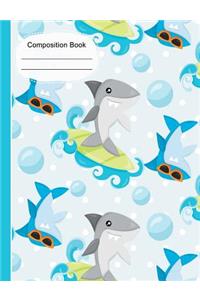Summer Fun Surfing Sharks Composition Notebook