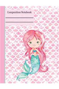 Mermaid Teal Composition Notebook - Wide Ruled