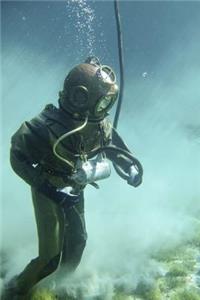 Underwater Diver in Old Fashioned Diving Suit Journal