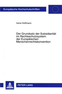Der Grundsatz Der Subsidiaritaet Im Rechtsschutzsystem Der Europaeischen Menschenrechtskonvention