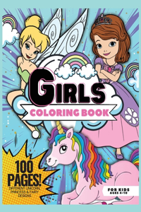 Girls Coloring Book, 100 Pages