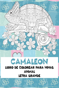 Libro de colorear para niñas - Letra grande - Animal - Camaleón