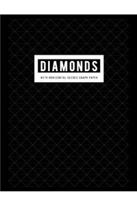 Diamonds with Horizontal Guides Graph Paper: Axonometric Vertical Guides Composition Notebook for Graphing Blank Quad Ruled or Drawing Sketchbook & Writing Artwork (Gray Lined Rule)