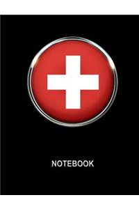 Notebook. Switzerland Flag Cover. Composition Notebook. College Ruled. 8.5 x 11. 120 Pages.