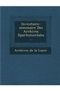 Inventaire-Sommaire Des Archives D Partementales ...