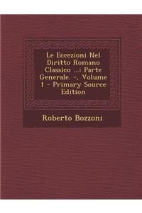 Eccezioni Nel Diritto Romano Classico ...