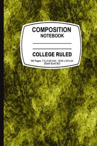 Composition Notebook: Yellow Marble, College Ruled, Lined Composition Notebook, 7.5 X 9.25, 160 Pages for for School / Teacher / Office / St