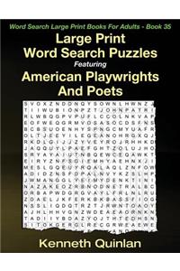 Large Print Word Search Puzzles Featuring American Playwrights And Poets