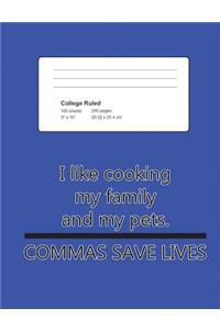 Composition Notebook College Ruled Neon Blue - Commas Save Lives