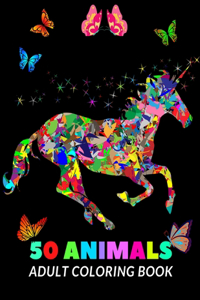 50 Animals Adult Coloring Book