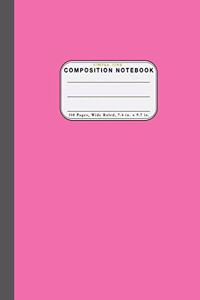 Wide Ruled Composition Notebook Simple Pink