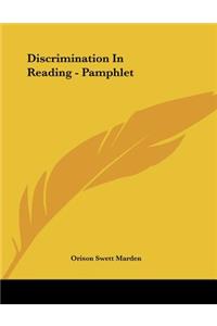 Discrimination in Reading - Pamphlet