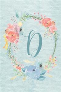 2020 Weekly Calendar Planner - Letter D - Light Blue and Pink Floral Design
