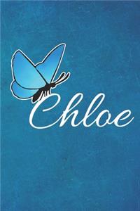 Chloe: Blauer Schmetterling - A5 - Dot Gris (gepunktet) 120 Seiten - Notizbuch - Tagebuch - Tagesplaner - Wochenplaner - Planer - Geschenk