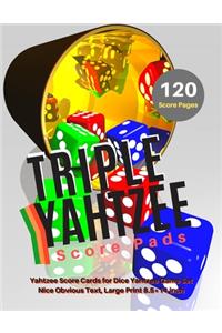 Triple yahtzee score pads