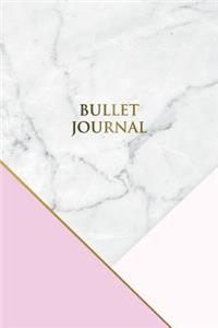 Bullet Journal: Marble + Gold Trendy Journal - 120-Page 1/2 Inch Dot Grid Notebook- 6 X 9 Marble & Gold Perfect Bound Softcover