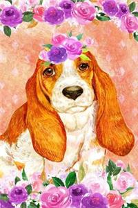 Journal Notebook For Dog Lovers Basset Hound In Flowers 5