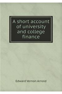 A Short Account of University and College Finance