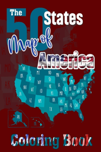 The 50 States Map Of America Coloring Book